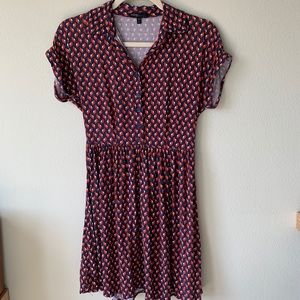 Mid-Mod Vintage Pattern Bebop Dress with Buttons